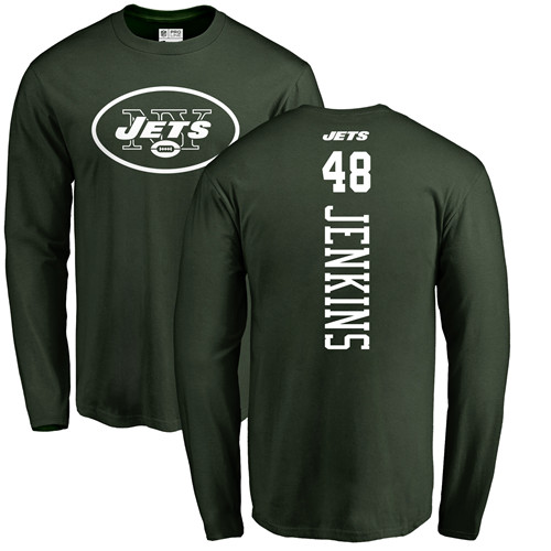 New York Jets Men Green Jordan Jenkins Backer NFL Football #48 Long Sleeve T Shirt->new york jets->NFL Jersey
